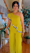 ONE SHOULDER SLEEVELESS JUMPSUIT ( LEMON)