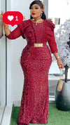 Burgundy couture Rhinestone Maxi dress– Made in Turkey