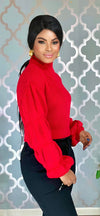 RED ACRYLIC SWEATER TOP
